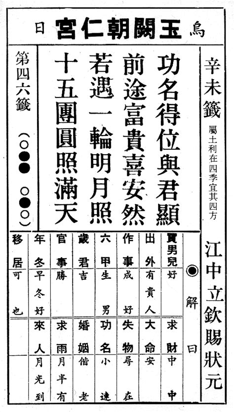 江中立欽賜狀元|籤詩網‧六十甲子籤